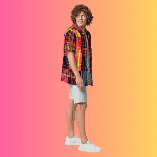 Funky Plaid Button-Up Shirt for Raves & Festivals