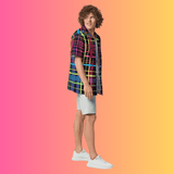 Festival-Ready Playful Plaid Button-Up Shirt for Ravers