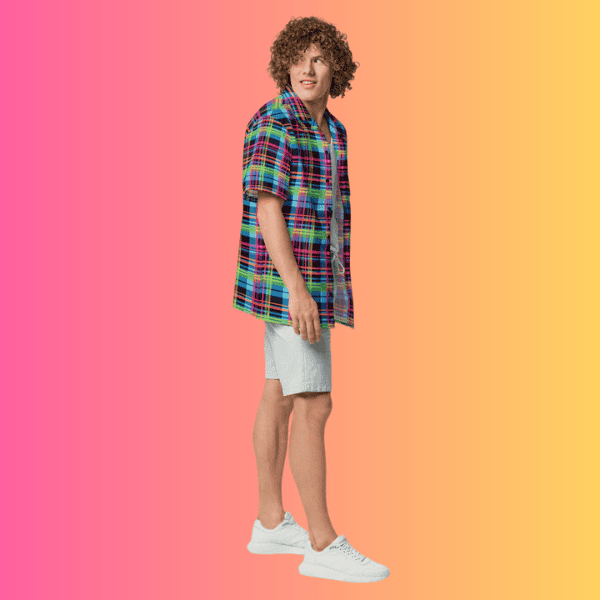 Vibrant Plaid Button-Up Shirt for Festival Vibes