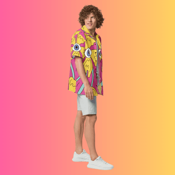Psychedelic Retro Button-Up Shirt for Rave Festivals