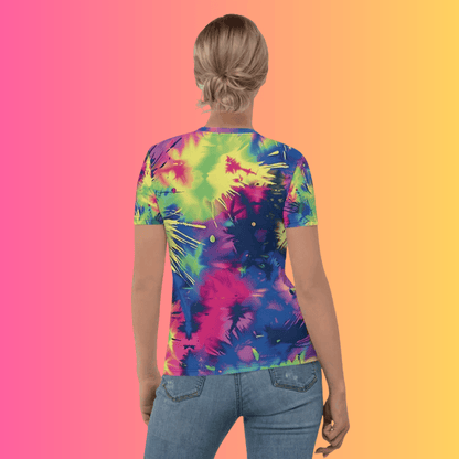 Vibrant Neon Tie-Dye Women's Rave T-Shirt for Festival Vibes