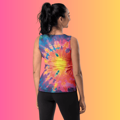 Vibrant Groovy Tie-Dye Tank Top for EDM Festivals