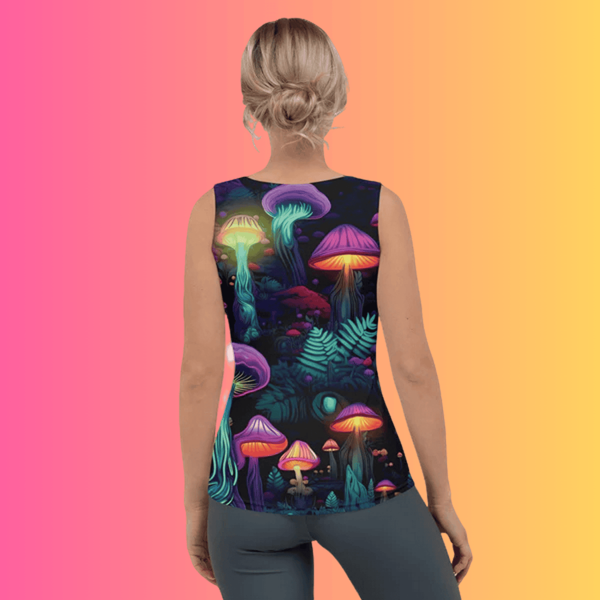 Vibrant Trippy Mushroom Festival Tank Top for EDM Lovers
