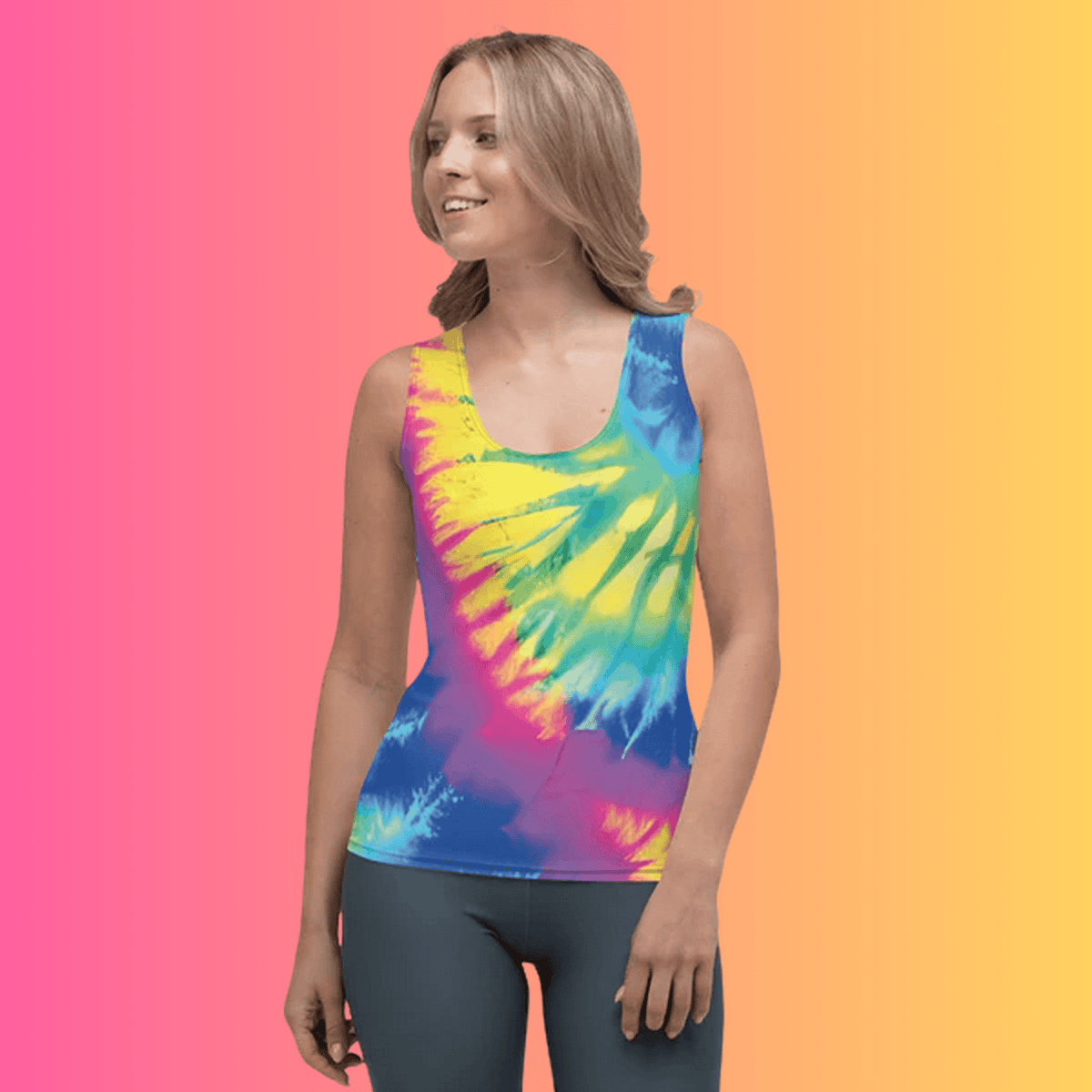 Vibrant Groovy Tie-Dye Festival Tank Top for EDM Lovers