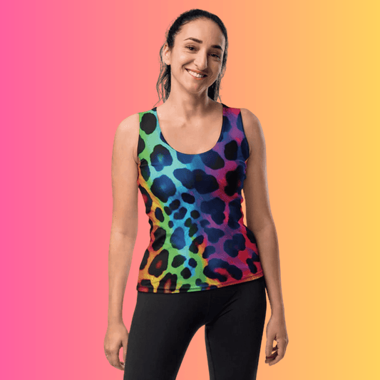 Neon Leopard Print Tank Top for Raves and Festivals