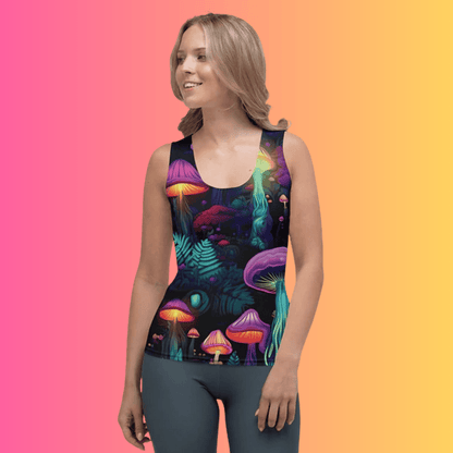 Vibrant Trippy Mushroom Festival Tank Top for EDM Lovers