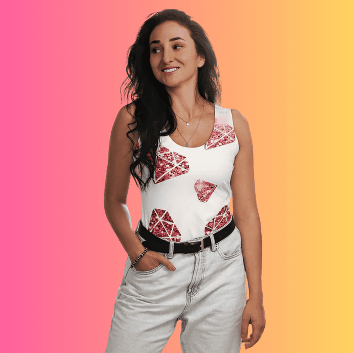 Pink Diamond Festival Tank Top for EDM Lovers