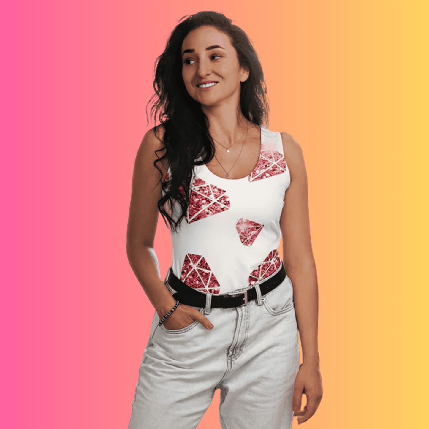 Pink Diamond Festival Tank Top for EDM Lovers