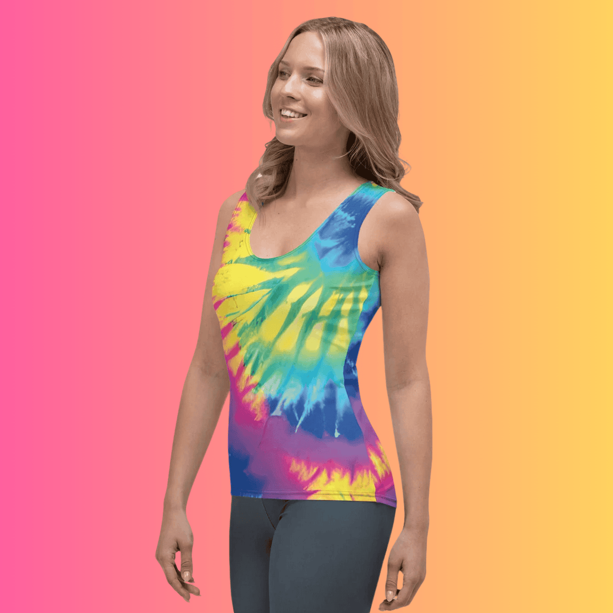 Vibrant Groovy Tie-Dye Festival Tank Top for EDM Lovers