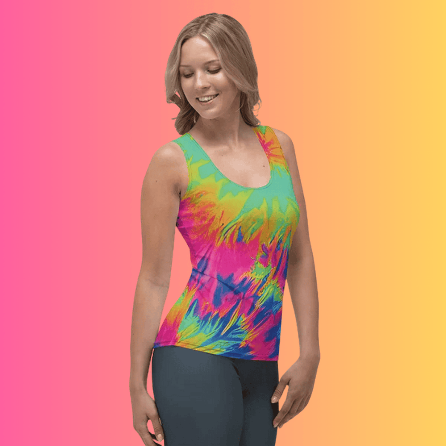 Vibrant Neon Tie-Dye Festival Tank Top for EDM Lovers