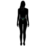 Sexy Swimsuit Women's Extreme One-Piece Mesh Revealing Swimwear Deep V Cleavage Thong Bottom Booty Quick Dry Tie-On Bathing Suit