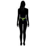 Sexy Swimsuit Women's Extreme One-Piece Mesh Revealing Swimwear Deep V Cleavage Thong Bottom Booty Quick Dry Tie-On Bathing Suit